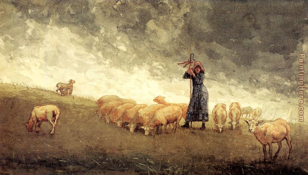Winslow Homer Shepherdess Tending Sheep